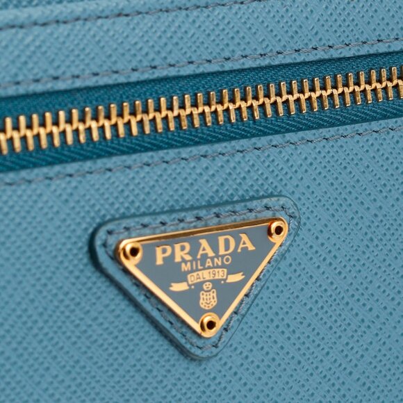 Prada Blue Saffiano Leather Shoulder-Strap Card Holder - Picture 8 of 10